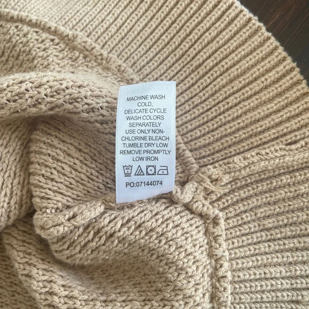 ROAMANS Womens Military Style Cardigan Sweater Beige Ruffle Collar Buttons‎